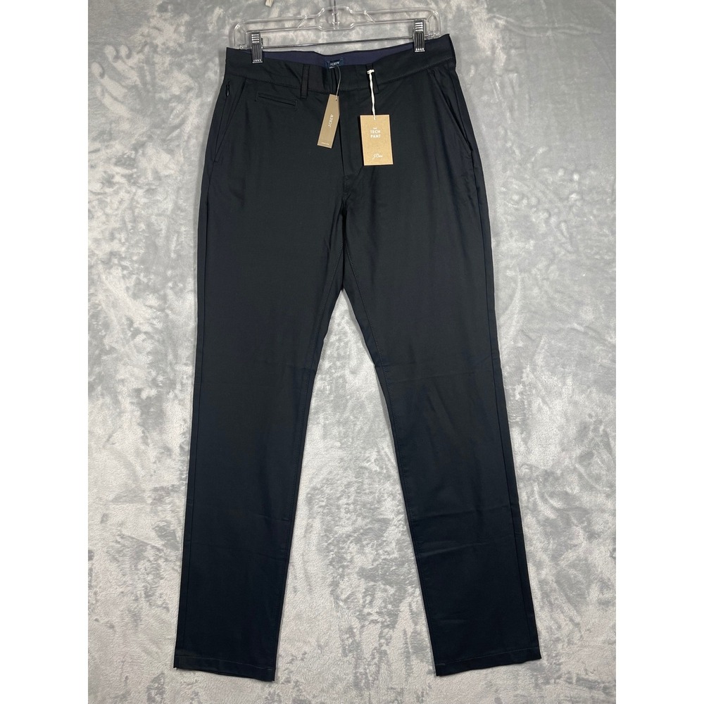J.Crew Mens Tech Pant Athletic Fit Black Stretch Chino Trousers 29x32 AX689 NEW